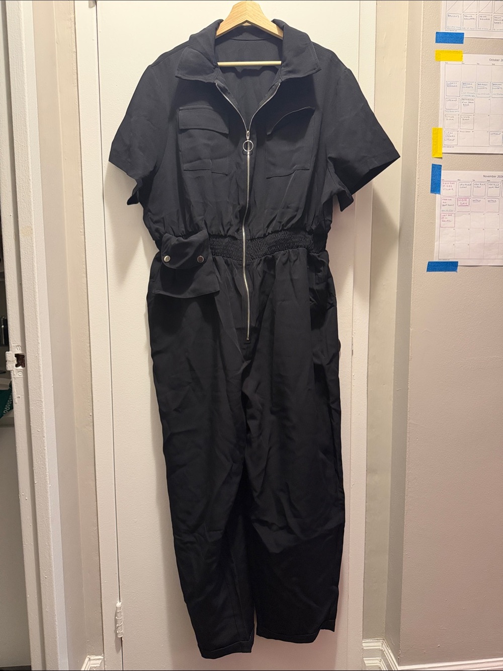 SHEIN curve Women’s Black Short-Sleeve Utility Jumpsuit 4XL